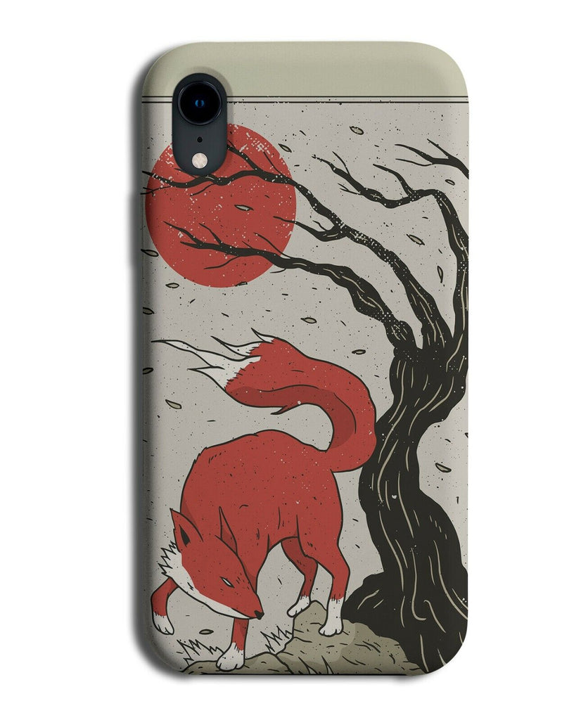 Japanese Fox Cartoon Phone Case Cover Foxes Japan Windy Trees Tree Style J640