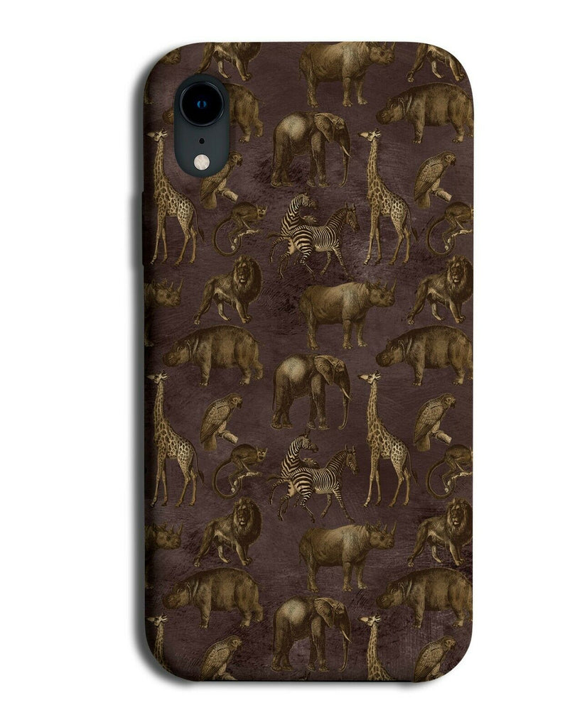 Dark Black and Gold Bronze Animal Pattern Phone Case Cover Safari Animals G009