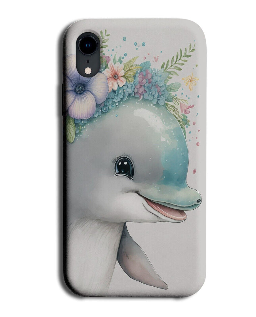 Dolphin In Flower Crown Phone Case Cover Dolphins Face Watercolour Painting BJ31