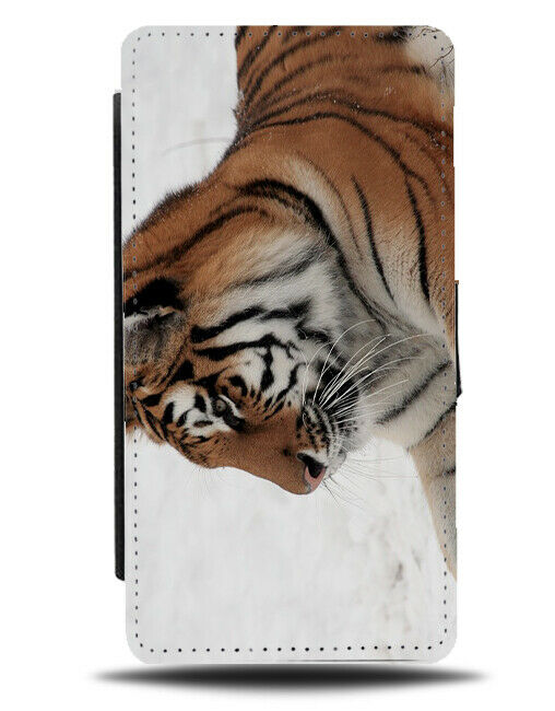 Tiger In Snow Flip Cover Wallet Phone Case Artic Tigers Animal Photograph si541