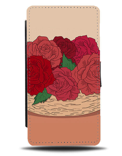 Cartoon Bunch Of Red Roses In Basket Flip Wallet Case Flowers K887