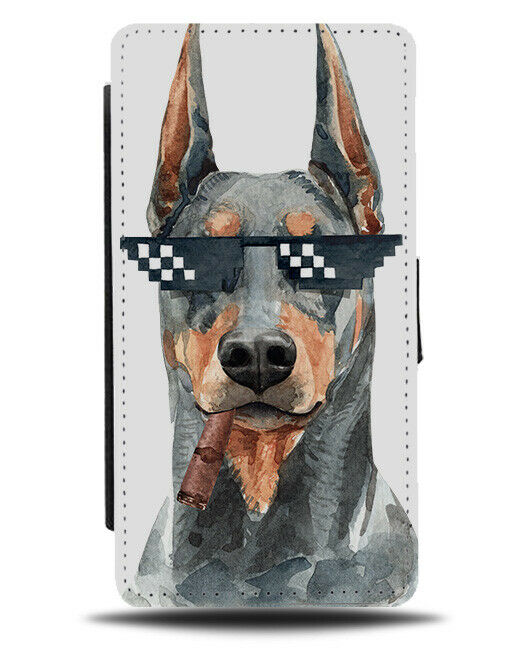 Thug Life Dobermann Flip Wallet Phone Case Dog Dogs Funny Shades Gangster K553