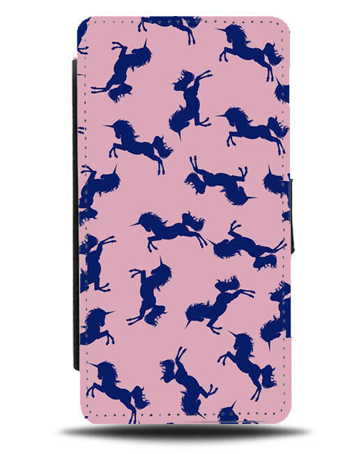 Navy Blue and Pink Unicorns Flip Cover Wallet Phone Case Design Unicorn B885