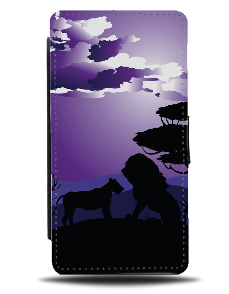 Lions At Night Flip Wallet Case Lion Africa African Nightime Moon Clouds AX50