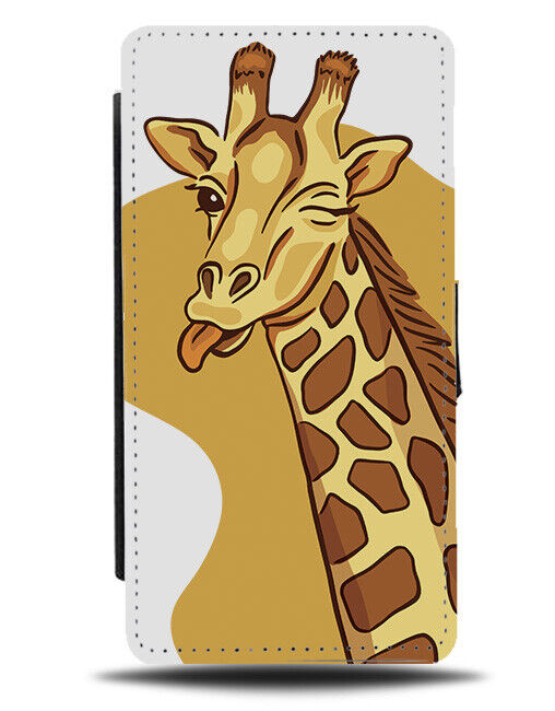 Winking Giraffe Flip Wallet Case Wink Tongue Out Cheeky Chappy Giraffes J464