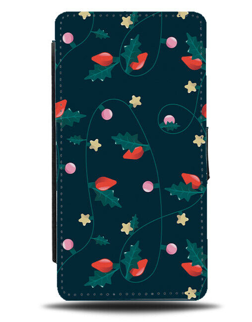 Christmas Lights Decoration Flip Wallet Case Decorations Xmas Tree Light N697