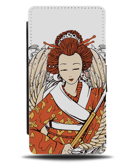 Female Japanese Warrior Flip Wallet Phone Case Robe Hair Do Wig Novelty E362