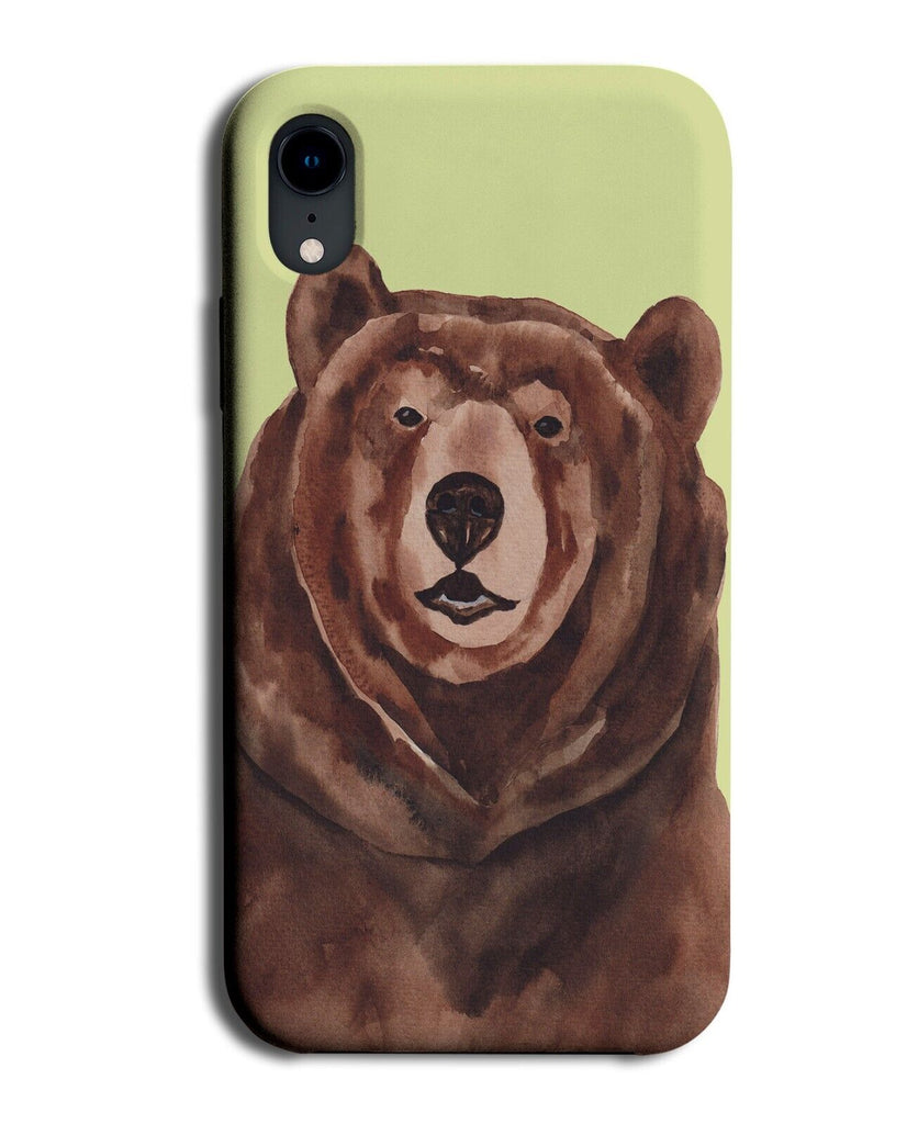 Watercolour Grizzly Bear Phone Case Cover Bears Painting Face Animal Brown Q724B