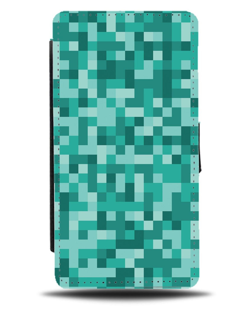 Turquoise Green Pixels Flip Wallet Case Pixelated Pattern Mosaic Style Mint CF05