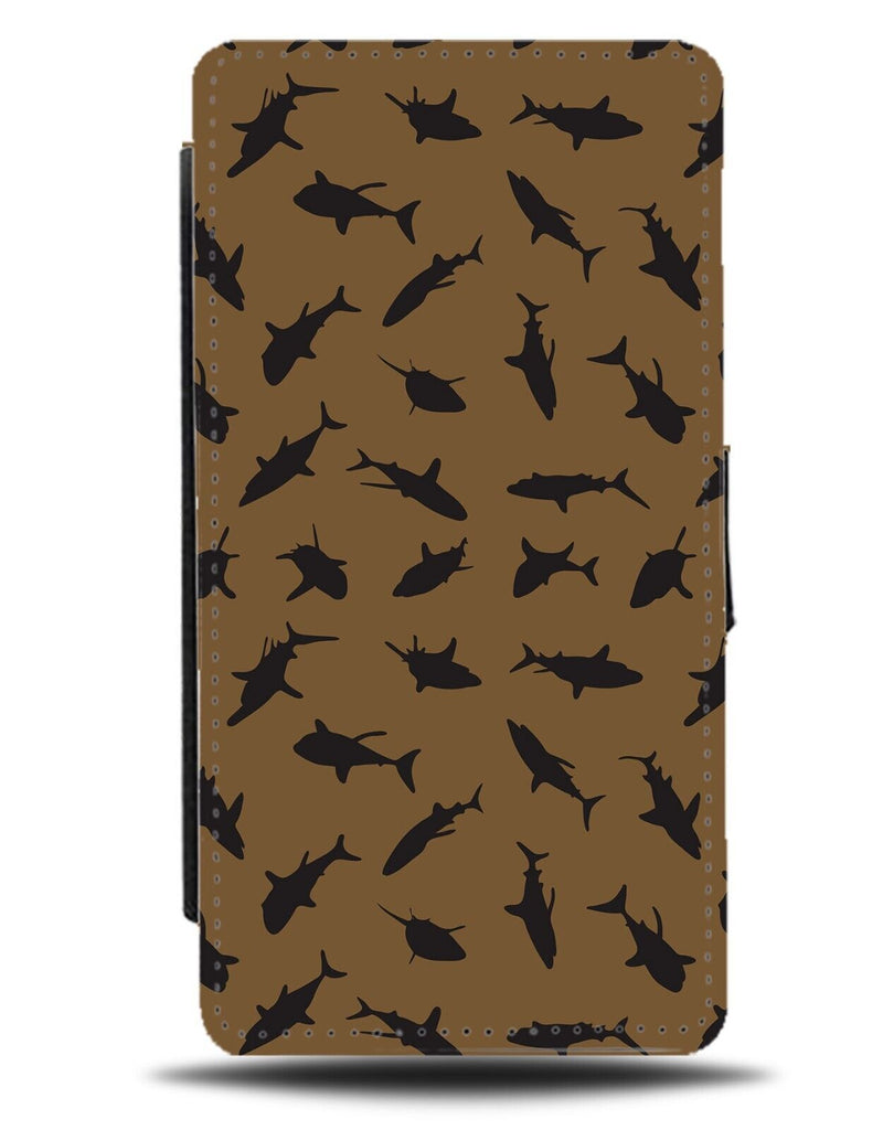 Dark Brown Silhouettes Shapes Flip Wallet Case Pattern Silhouette Shape Mud BA77