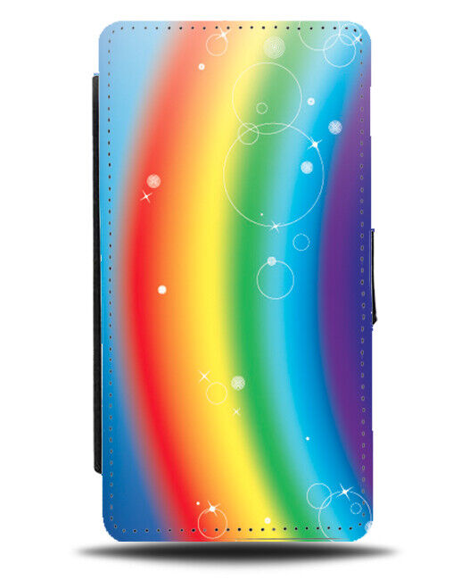 Rainbow and Bubbles Design Flip Wallet Case Colourful Multicoloured K195