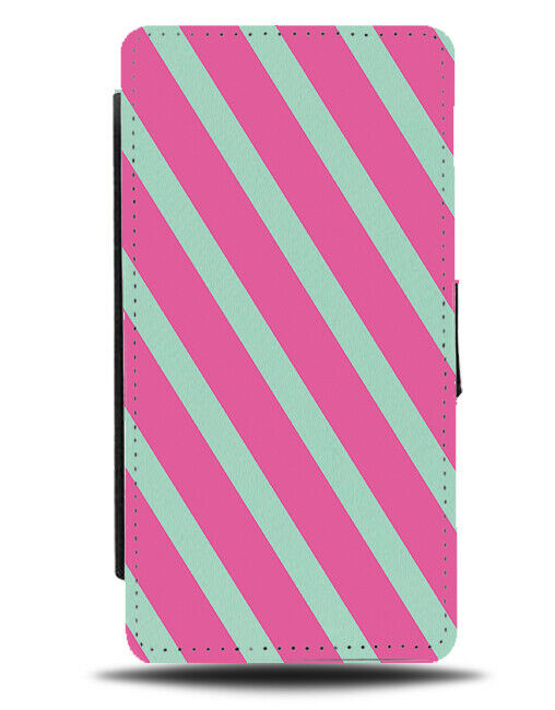 Hot Pink and Mint Green Striped Flip Cover Wallet Phone Case Stripes Pastel i882