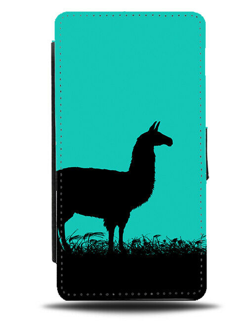 Llama Flip Cover Wallet Phone Case Llama Alpaca Alpacas Turquoise Green i276