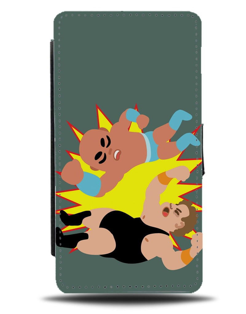 Cartoon Wrestlers Flip Wallet Case Pro Wrestling Retro 80s 90s Move Lucha DG93