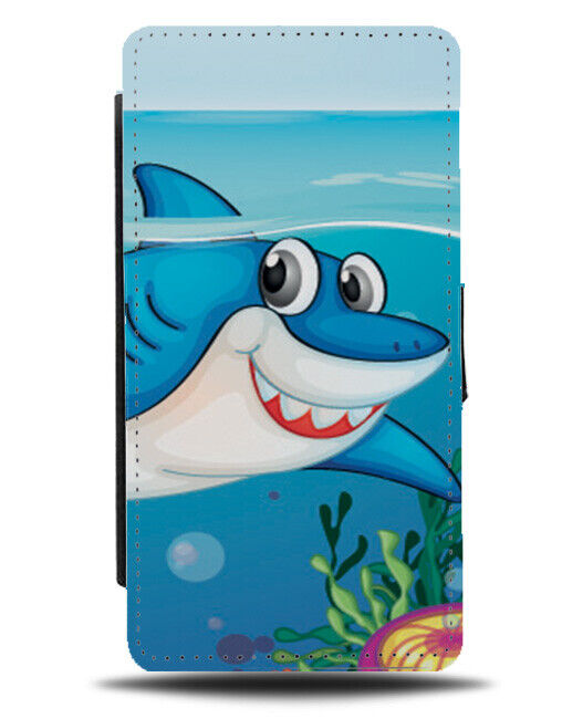 Childrens Shark Cartoon Flip Wallet Case Kids Design Picture Childs Sharks K254