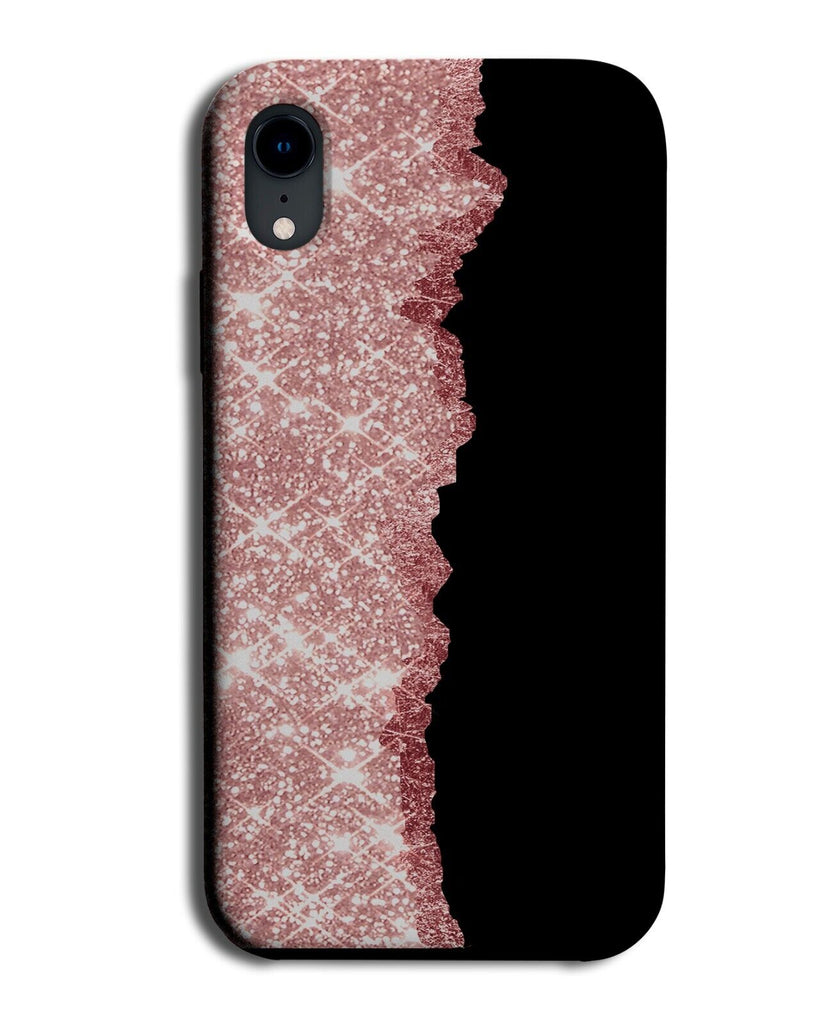 Printed Rose Gold Glitter On Black Phone Case Cover Tear Rip Design Novelty CM38
