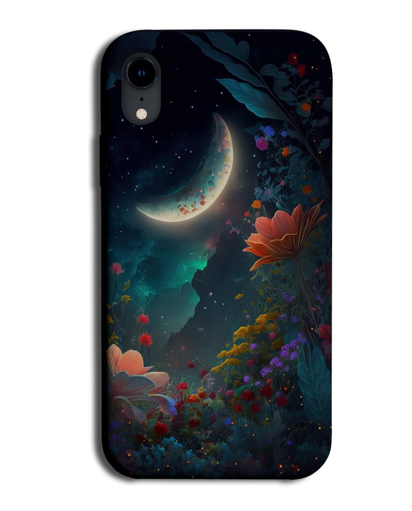 Magical Moon and Flowers In The Night Sky Phone Case Cover Flowerbed Half BT97