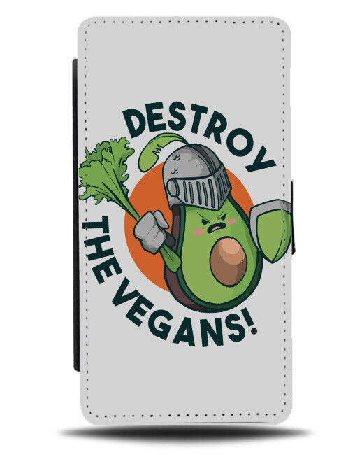 Anti Vegans Flip Wallet Case Funny Vegan Plant Knight Warrior SJW Avocado i991