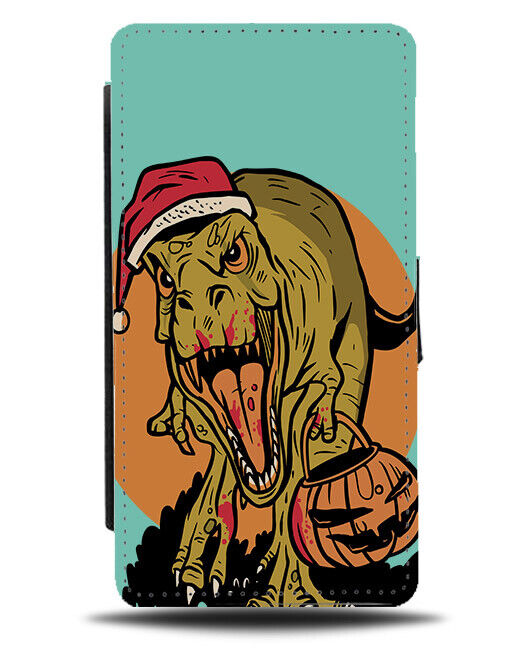 Christmas Halloween Flip Wallet Case Dinosaur Funny Fan Hat Pumpkin Autumn N436