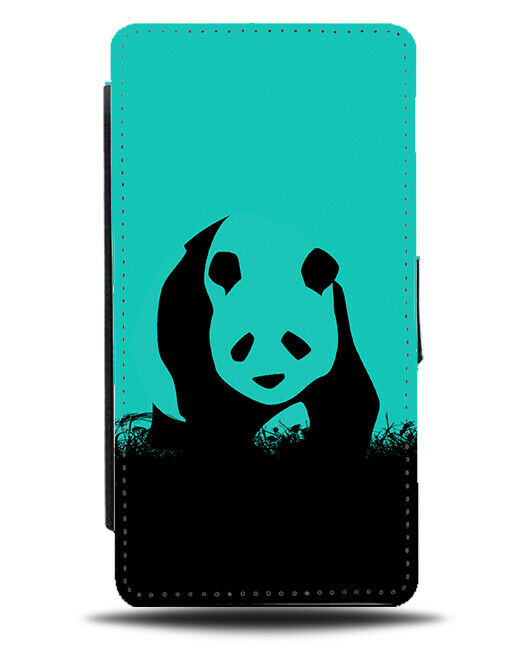 Panda Bear Flip Cover Wallet Phone Case Giant Pandas Turquoise Green i279