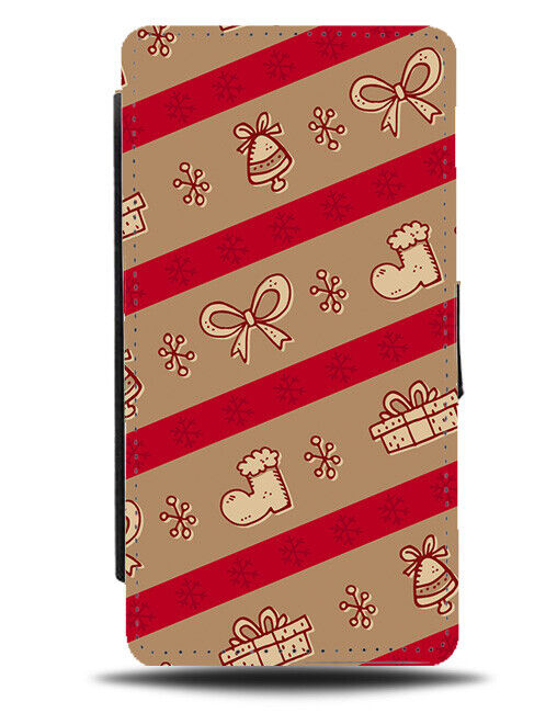 Red and Gold Novelty Christmas Wrapping Paper Design Flip Wallet Case Print N742