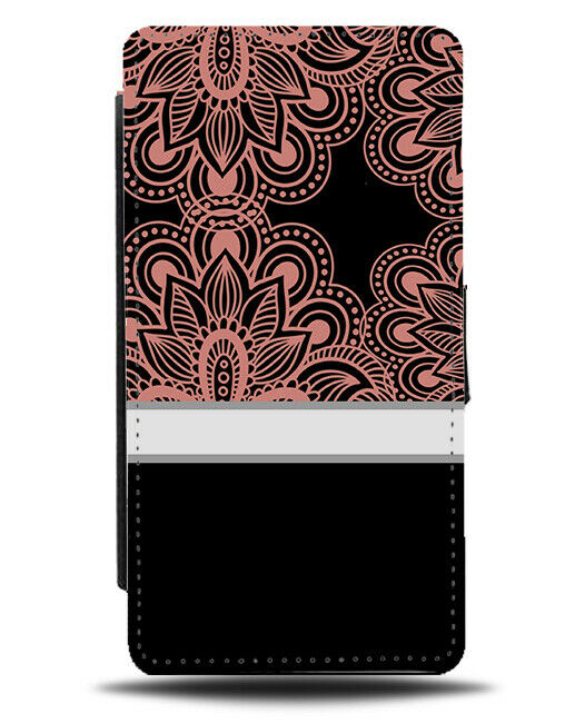 Rose Gold and Black Mandala Flip Cover Wallet Phone Case Flower Flowers si484