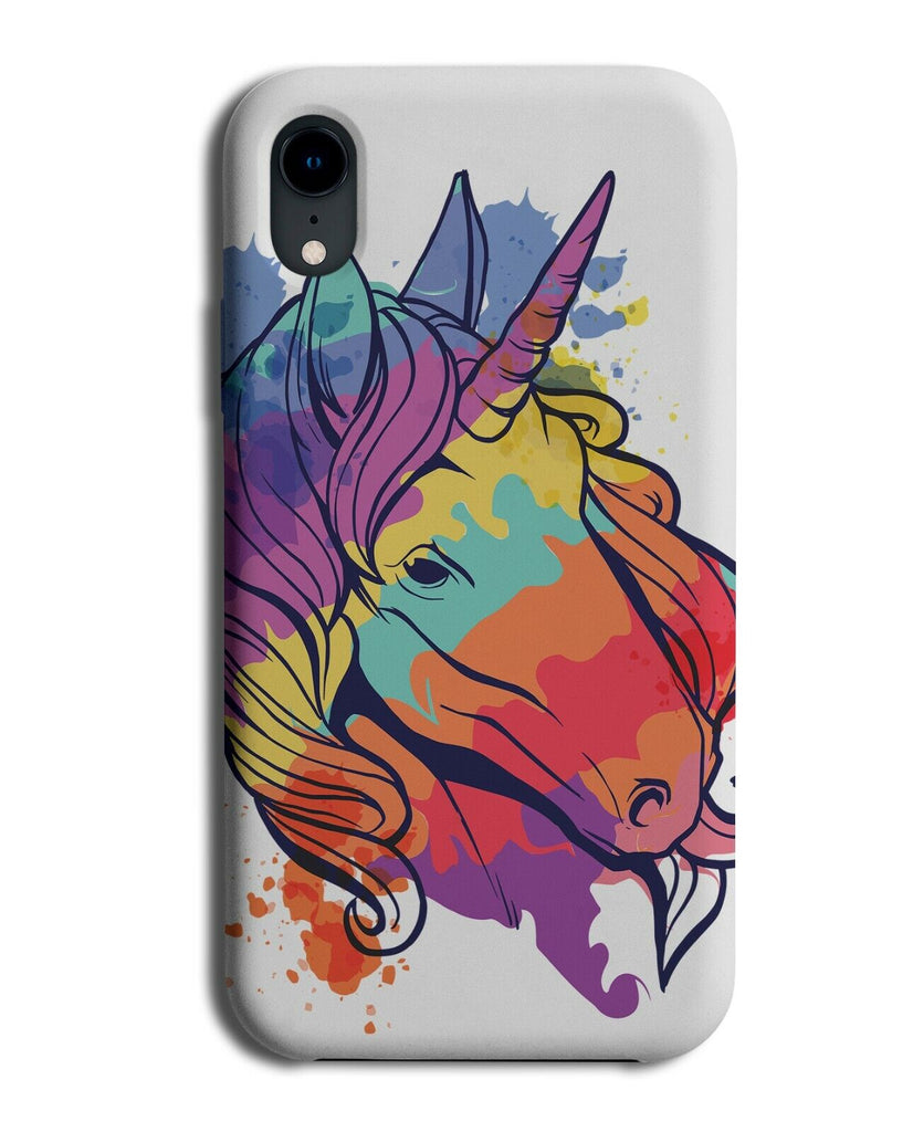 Colourful Unicorn Watercolour Oil Painting Picture Phone Case Cover Rainbow K205