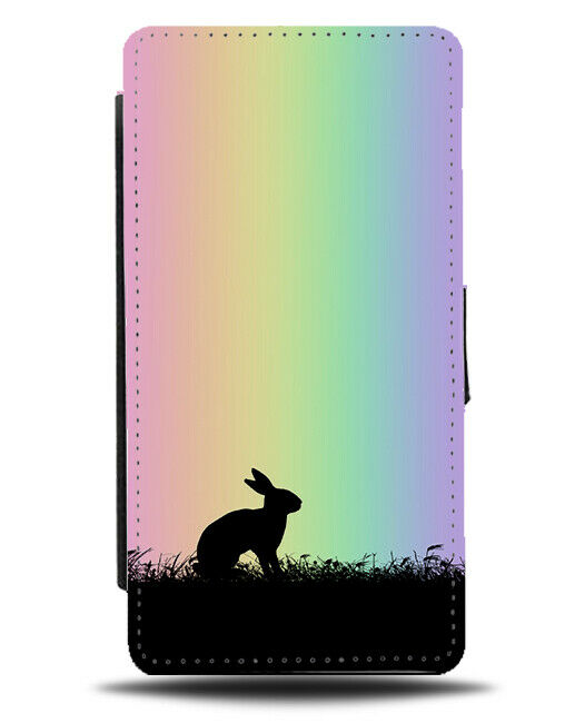Rabbit Flip Cover Wallet Phone Case Rabbits Bunny Bunnies Rainbow Colourful I098