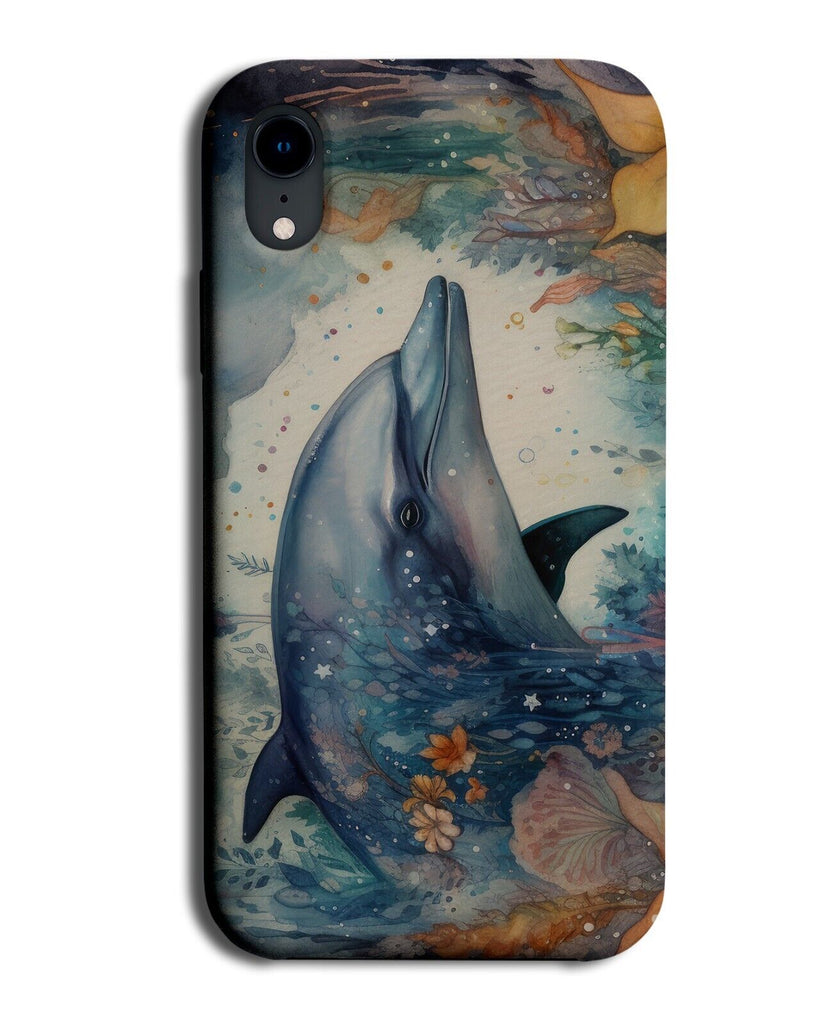 Dark Dolphin Watercolour Painting Phone Case Cover Watercolor Dolphins Face BE38