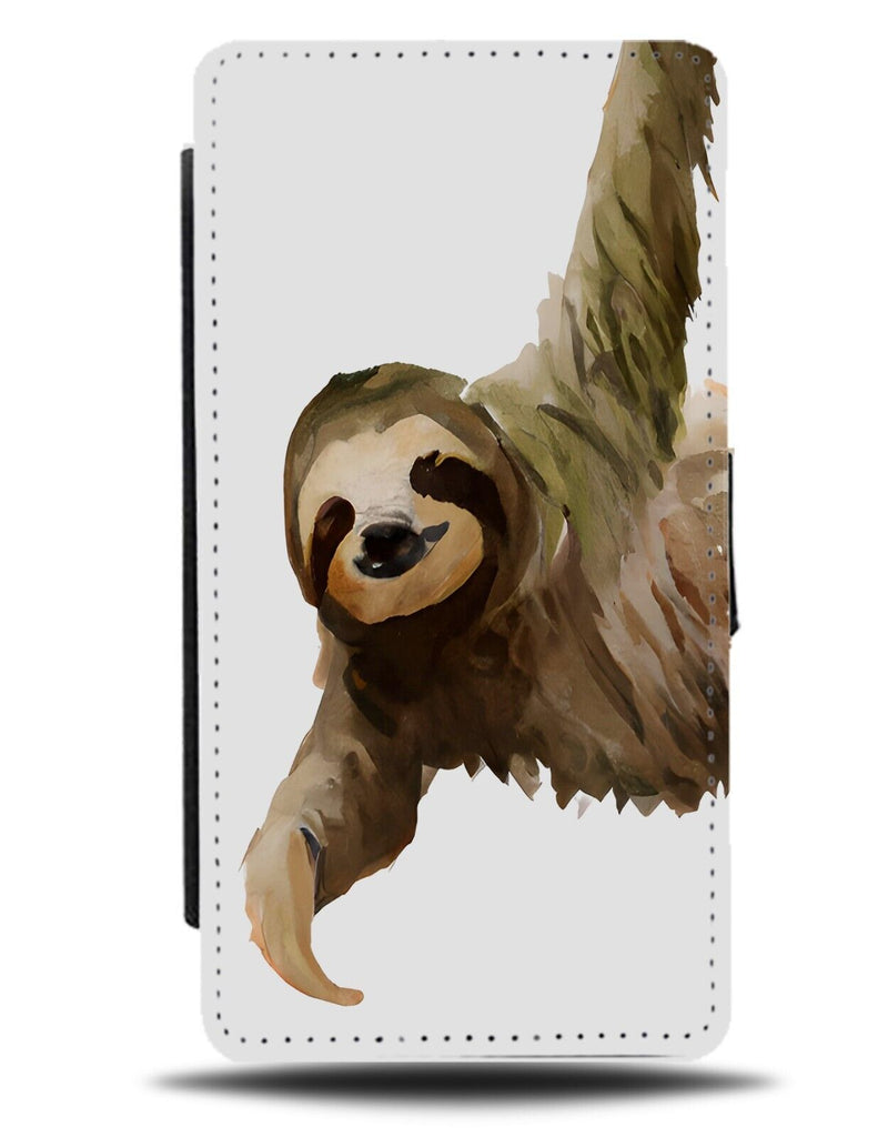 Hanging Sloth Flip Wallet Case Funny Sloths Animal Watercolour Artwork CU15