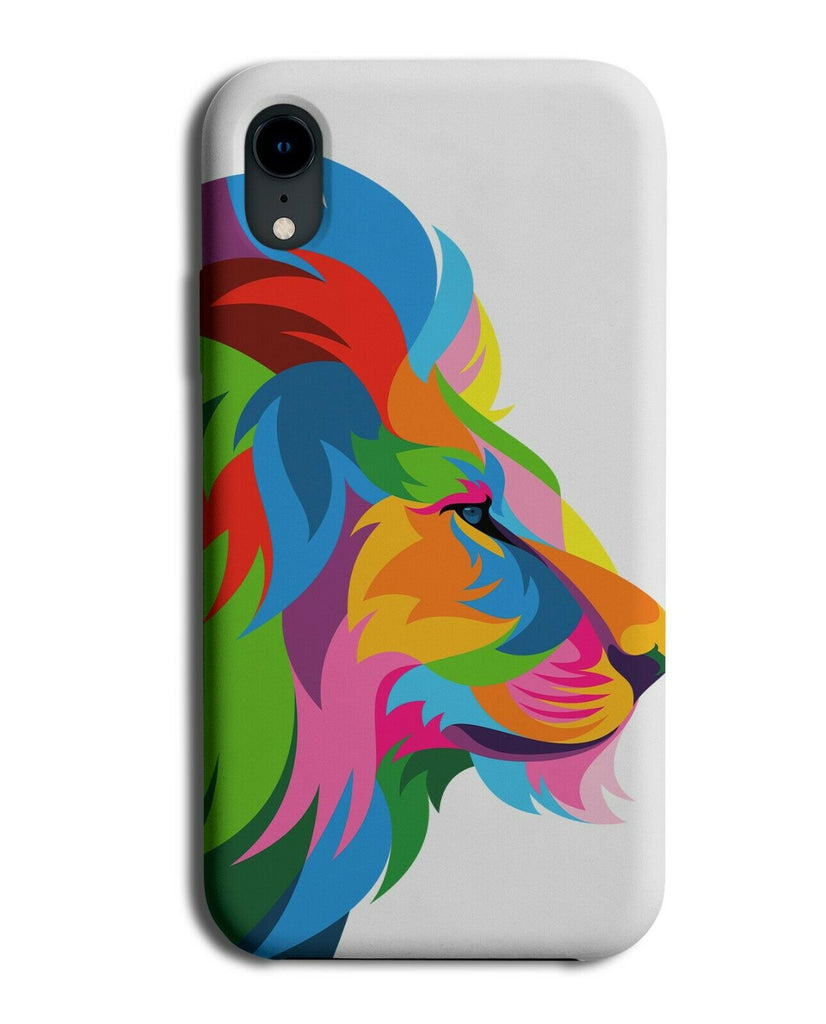 Colourful Lion Popart Phone Case Cover Geometric Shapes Lions Head Mane H963