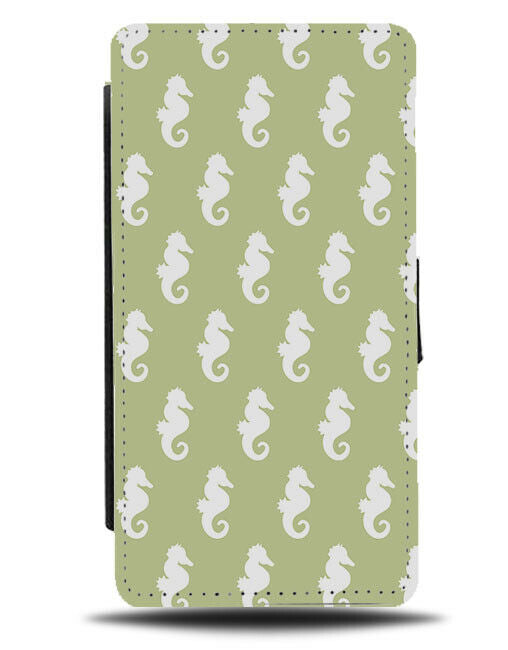 White and Green Seahorse Silhouette Flip Wallet Case Shapes Ocean Sea Shape F215