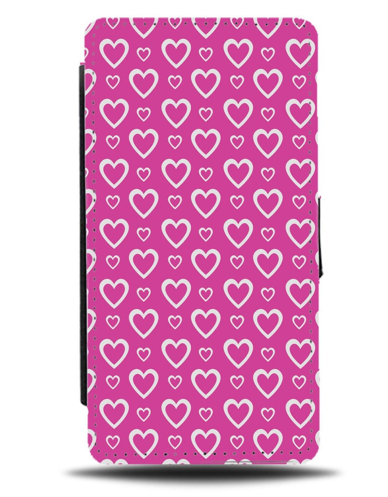 Hot Pink Love Hearts Wallpaper Pattern Flip Wallet Case Background Heart BA10