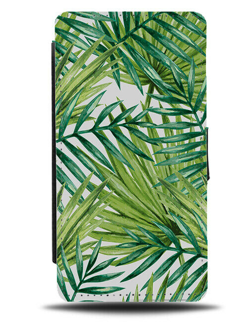 Palm Tree Painting Picture Flip Wallet Case Leaves Leaf Bushes Ferns Petals G634