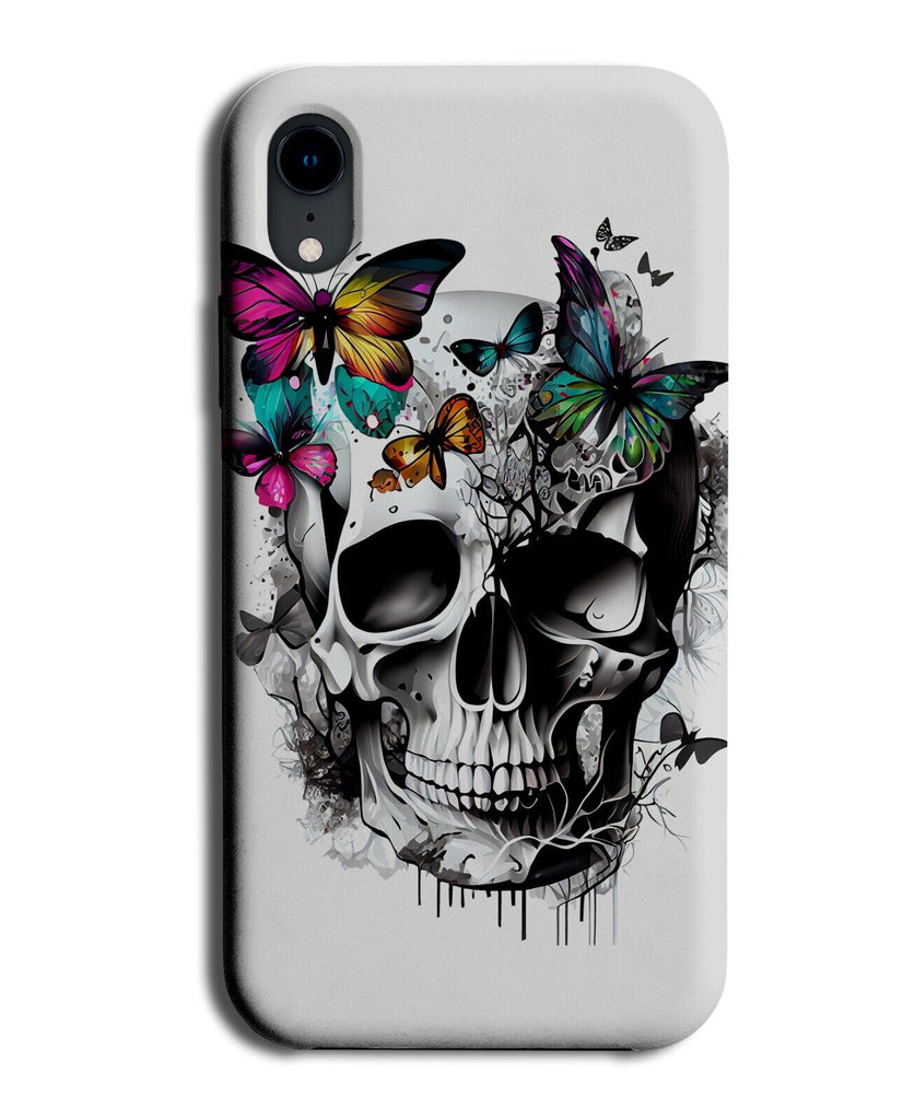 Skeleton Head &amp; Butterflys Phone Case Cover Skull Flying Round Butterflies BA86