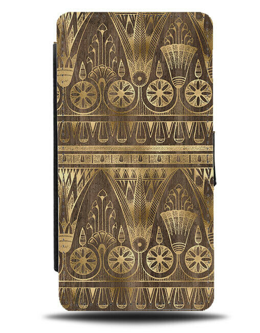 Golden Egypt Print Flip Wallet Case Gold Vintage Church Design F480