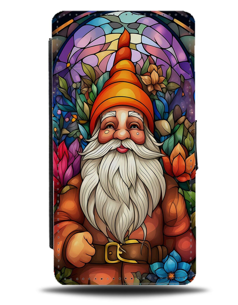 Stained Glass Design Gnome Flip Wallet Case Gnomes Gardening Garden Nome DA38