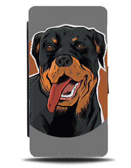 Novelty Rottweiler Sticker Design Flip Wallet Case Dog Gift Present Face K233