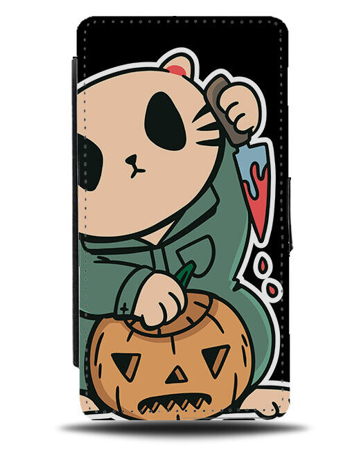 Cat Killer Flip Wallet Case Funny Halloween Cartoon Character Pet Japanese N474
