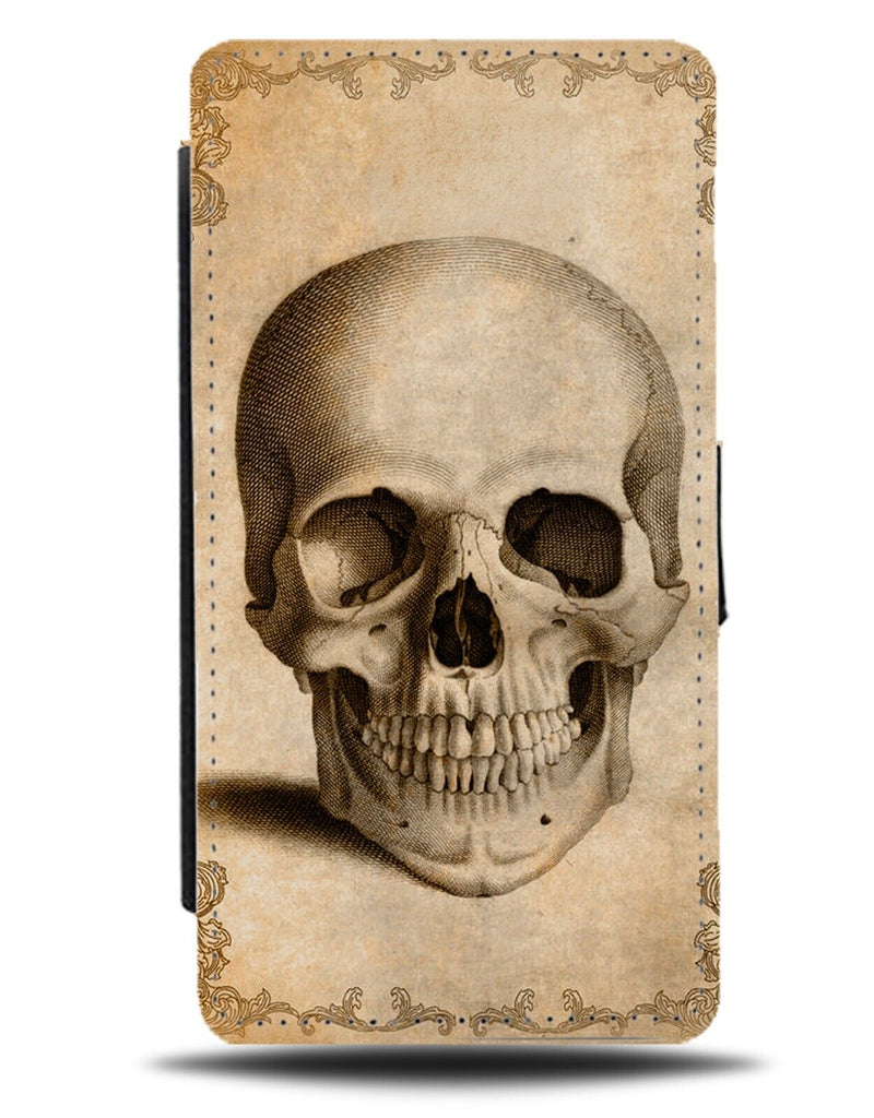 Vintage Skeleton Head Print Flip Wallet Case Heads Face Skull Old Pirate AS49
