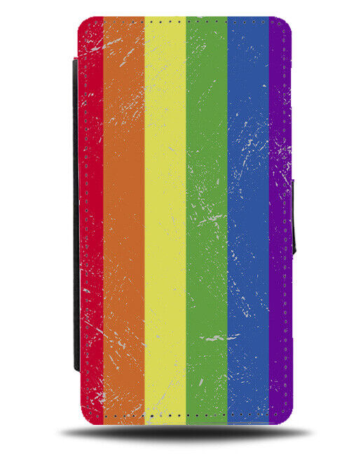 Pride Flag Flip Wallet Case Colourful Rainbow Stripes Vintage Retro LGBT K134