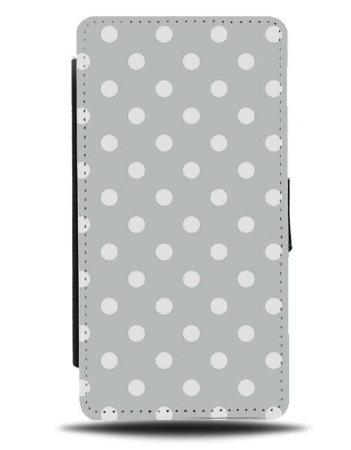 Grey and White Polka Dot Flip Wallet Case Dots Dotted Spots Dotty F149