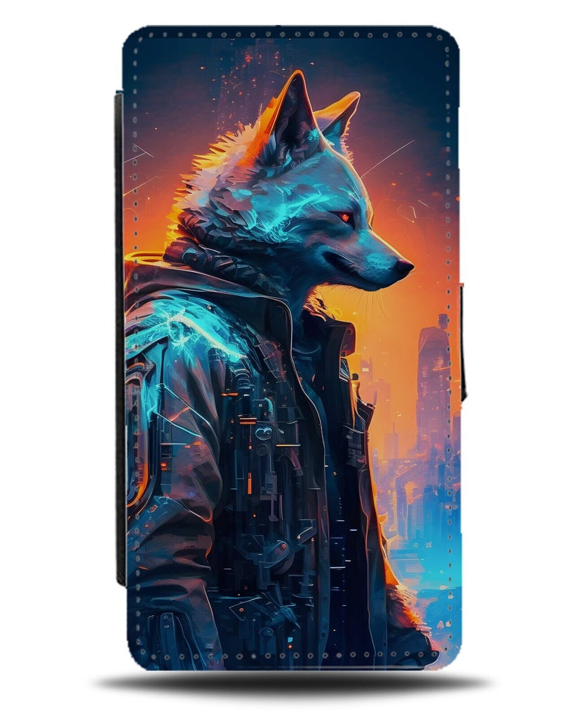 Cyberpunk Wolf In Hoody Flip Wallet Case Wolves Cyber Punk Artwork Art Cool CW46