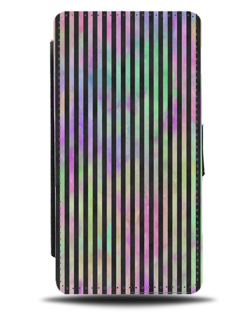 Rainbow Goth Striped Flip Wallet Case Stripes Gothic Pastel Multicolour DB57
