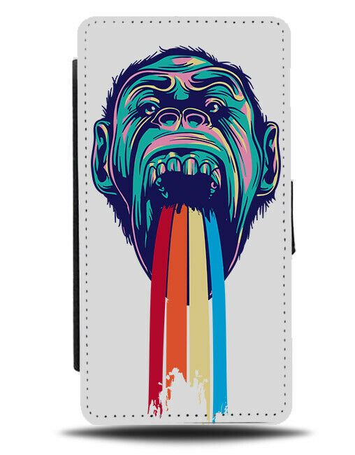 Monkey Rainbow Flip Wallet Phone Case Chimp Graffiti Painting Colourful E136