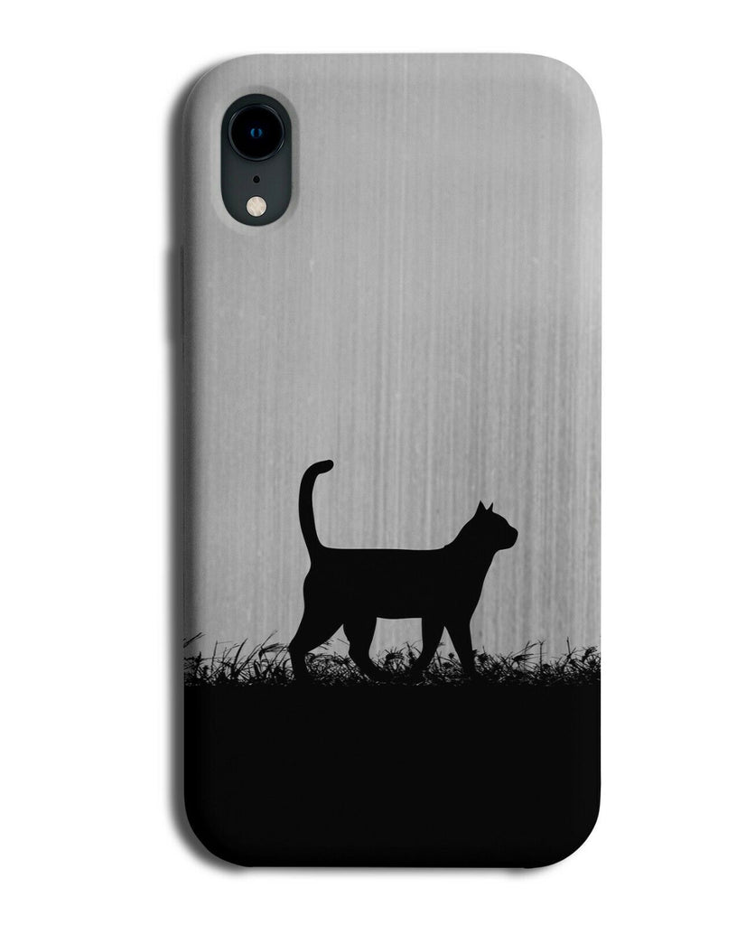 Cat Silhouette Phone Case Cover Cats Kitten Silver Coloured Grey i140