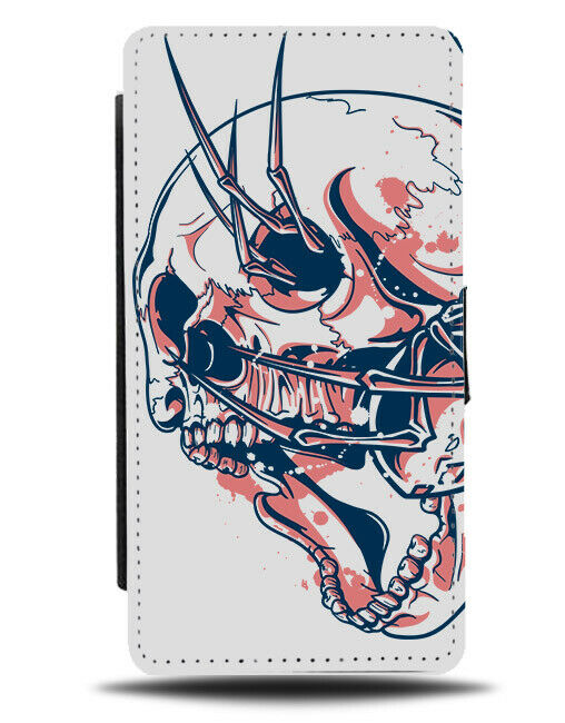 Scary Skull Flip Wallet Phone Case Hooks Horns Gruesome Horror Halloween E319