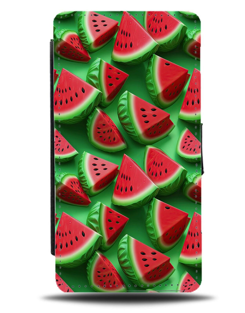 Realistic Style 3D Watermelon Shapes Print Flip Wallet Case Watermelons BX44
