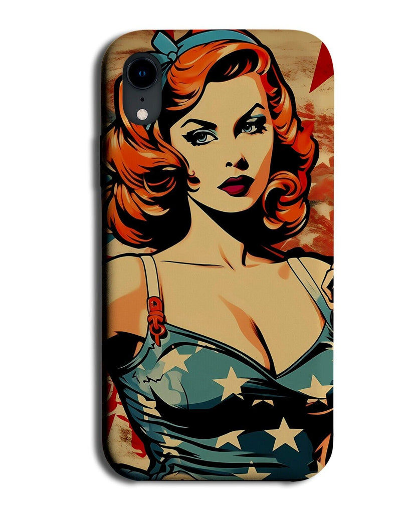 Patriotic Pin Up Phone Case Cover American Flag Patriot Girl Pinup Lady US DF15
