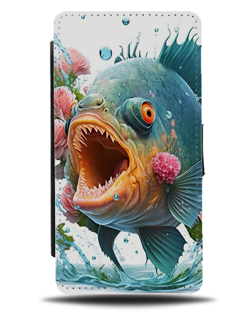 Cartoon Piranha Flip Wallet Case Piranhas Monster Fish Fishes Scary Fishing DD53